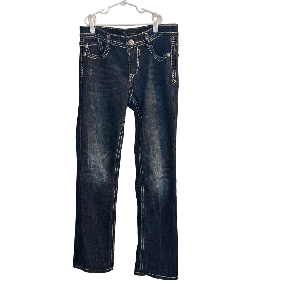 Supplies Jeans Women's 6  Blue Mika Modern‎ Bootcut  Embellished Stitching